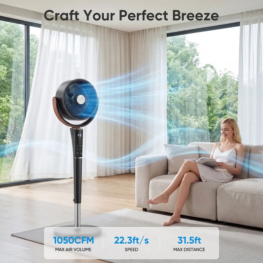 Adjustable Pedestal Fan with Remote, 15 Speeds, 5 Modes & 120° Oscillation