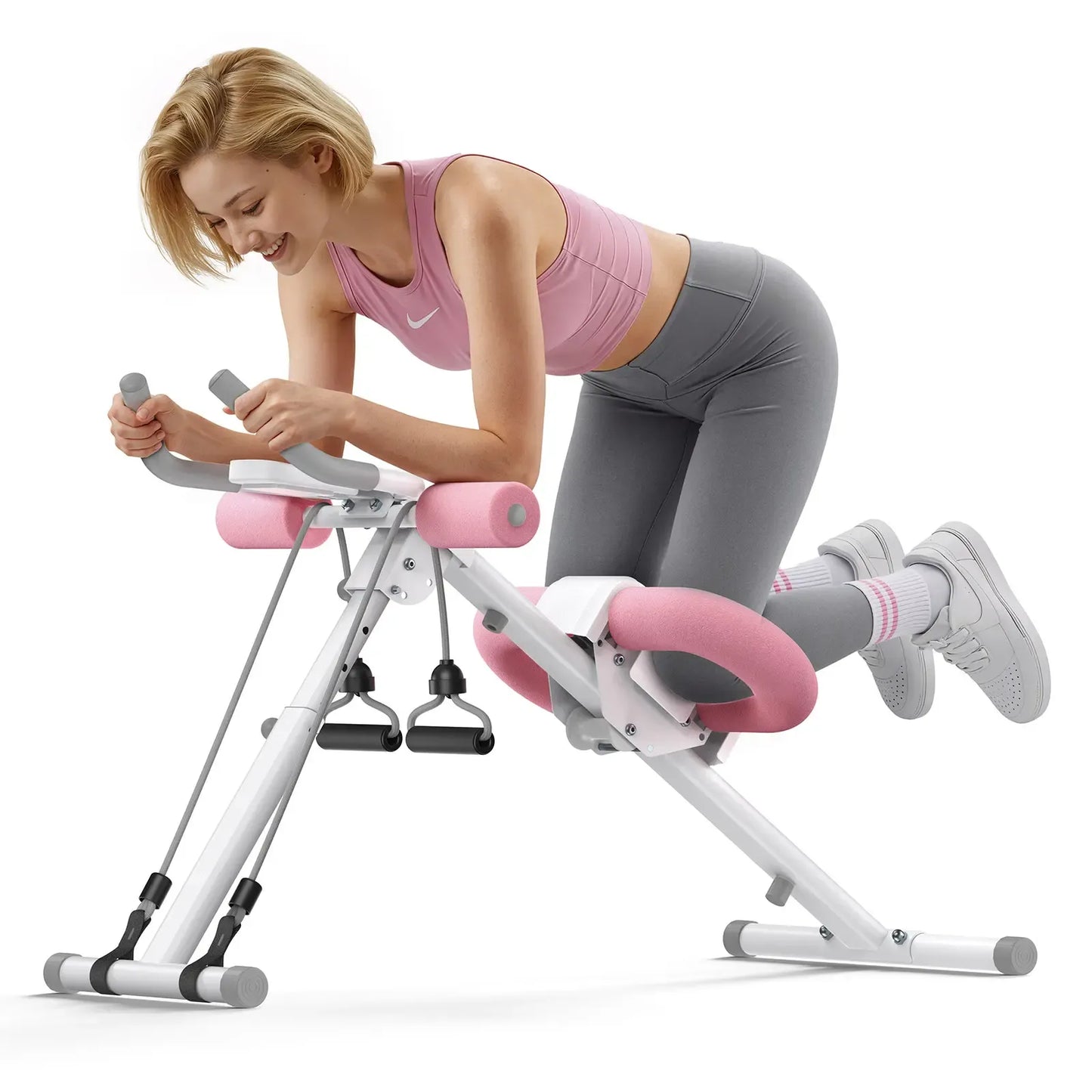 Adjustable Ab Trainer Machine with LCD Monitor, Foldable Full-Body Core Workout Equipment