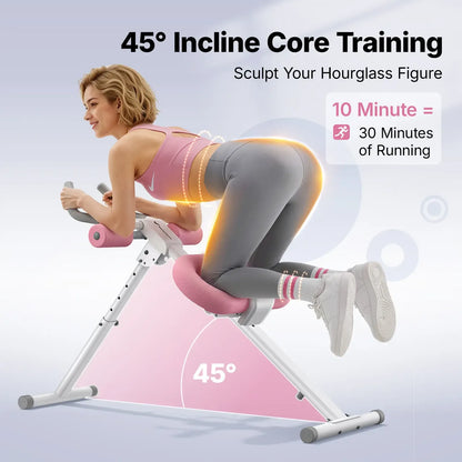 Adjustable Ab Trainer Machine with LCD Monitor, Foldable Full-Body Core Workout Equipment
