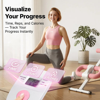 Adjustable Ab Trainer Machine with LCD Monitor, Foldable Full-Body Core Workout Equipment