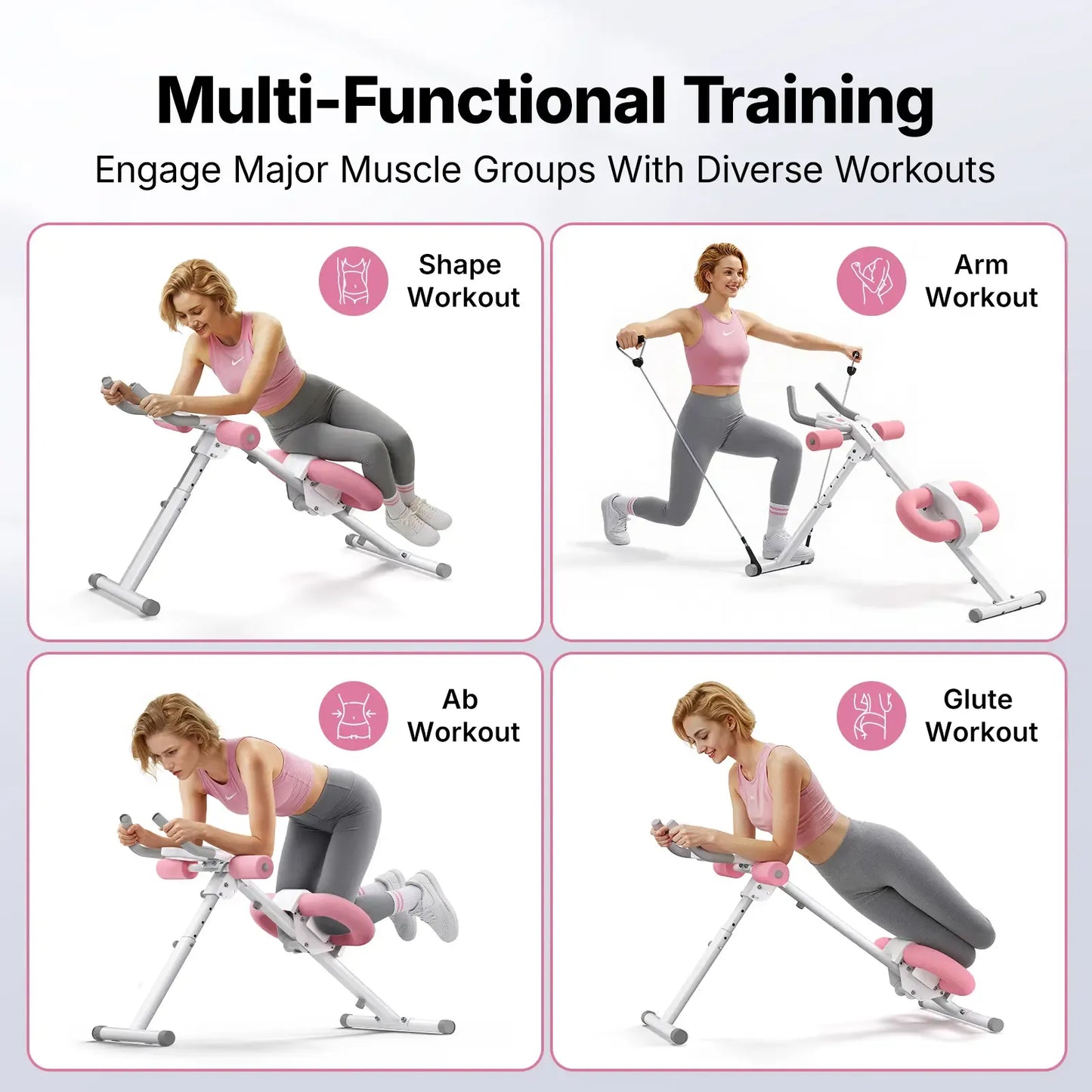Adjustable Ab Trainer Machine with LCD Monitor, Foldable Full-Body Core Workout Equipment
