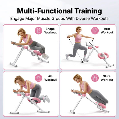 Adjustable Ab Trainer Machine with LCD Monitor, Foldable Full-Body Core Workout Equipment