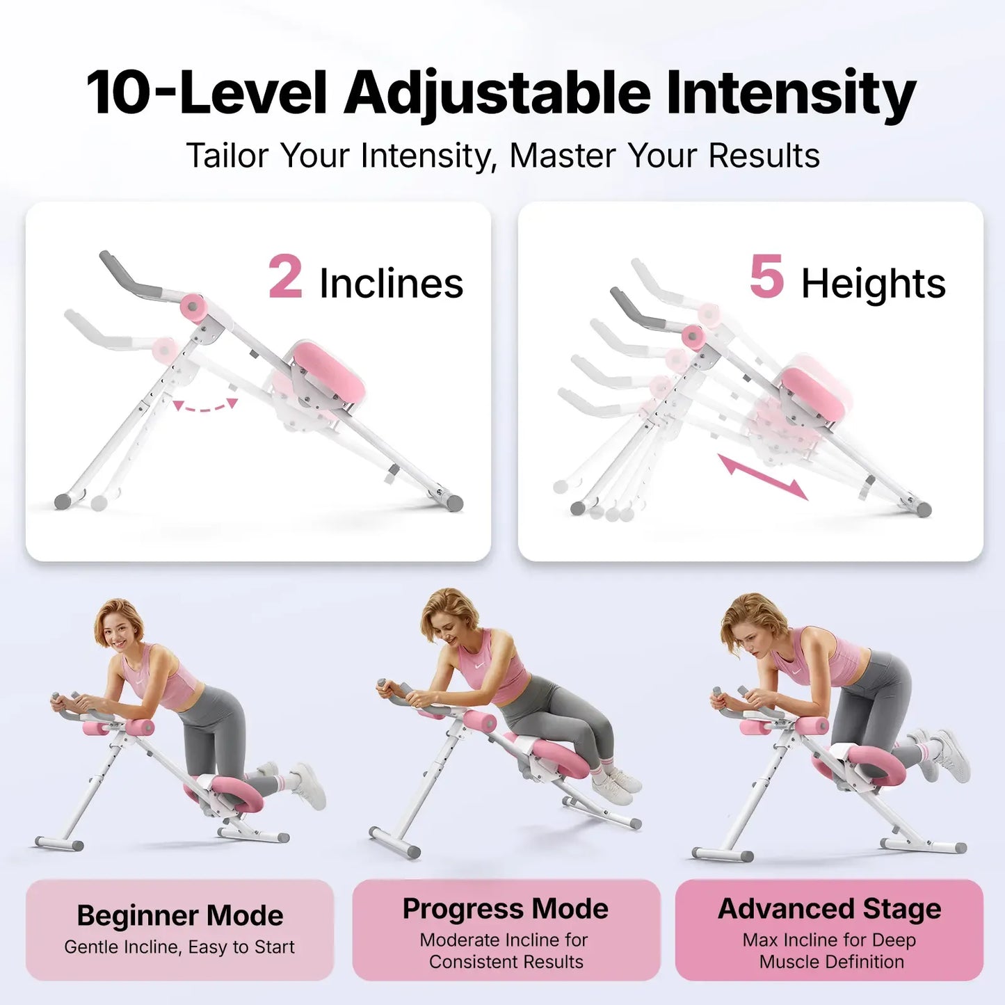 Adjustable Ab Trainer Machine with LCD Monitor, Foldable Full-Body Core Workout Equipment