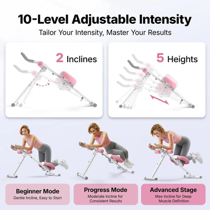 Adjustable Ab Trainer Machine with LCD Monitor, Foldable Full-Body Core Workout Equipment