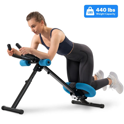 Adjustable Ab Trainer Machine with LCD Monitor, Foldable Full-Body Core Workout Equipment