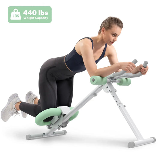 Adjustable Ab Trainer Machine with LCD Monitor, Foldable Full-Body Core Workout Equipment
