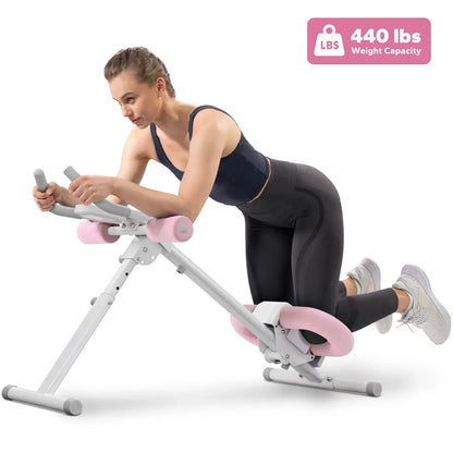 Adjustable Ab Trainer Machine with LCD Monitor, Foldable Full-Body Core Workout Equipment