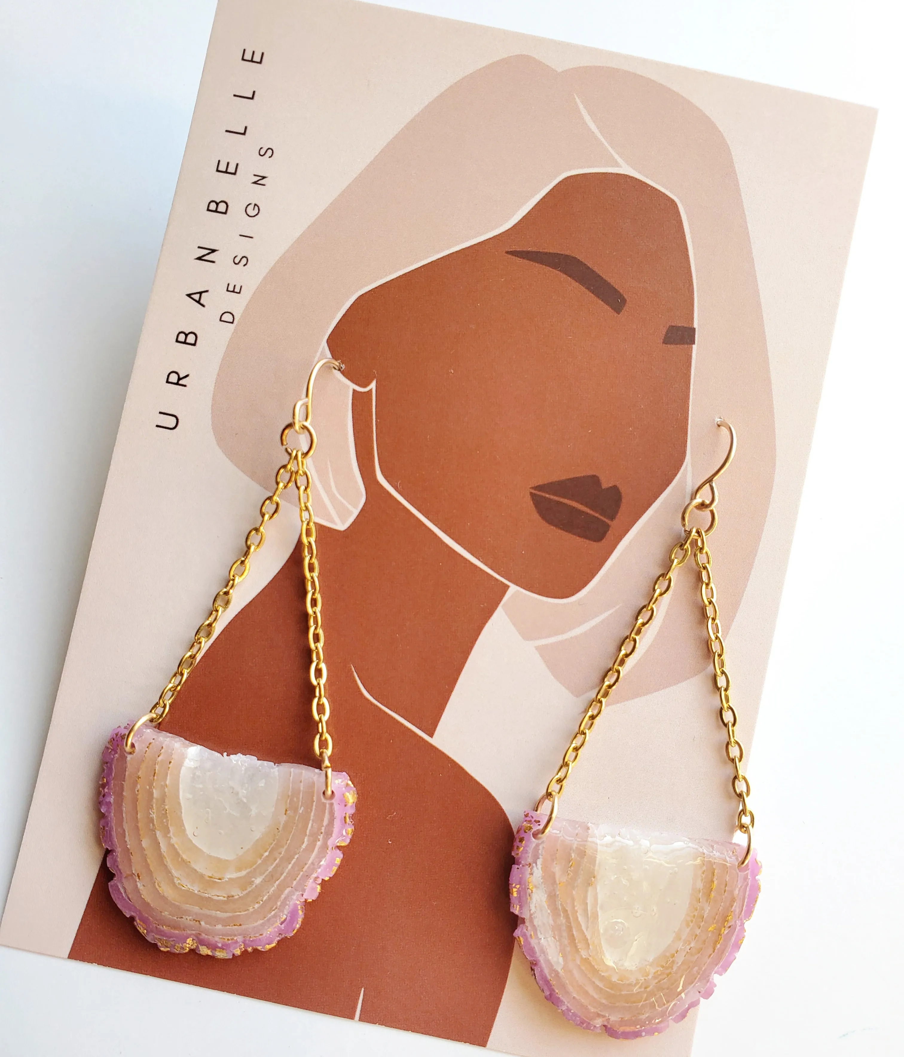 14K Gold Filled Blush Agate Inspired Chandelier Statement Earring