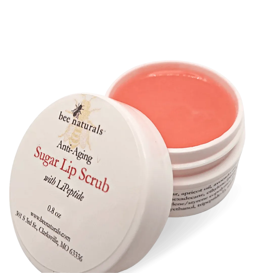 Anti-Aging Sugar Lip Scrub – Hydrating Lip Exfoliator with LiPeptide, Apricot Oil, Sunflower Wax, and Beeswax for Soft, Youthful, and Radiant Lips