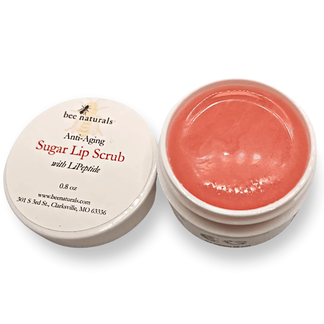 Anti-Aging Sugar Lip Scrub – Hydrating Lip Exfoliator with LiPeptide, Apricot Oil, Sunflower Wax, and Beeswax for Soft, Youthful, and Radiant Lips