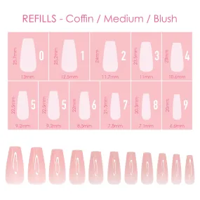 Charme Gel Extension Tips Refill / Coffin / Medium / Blush