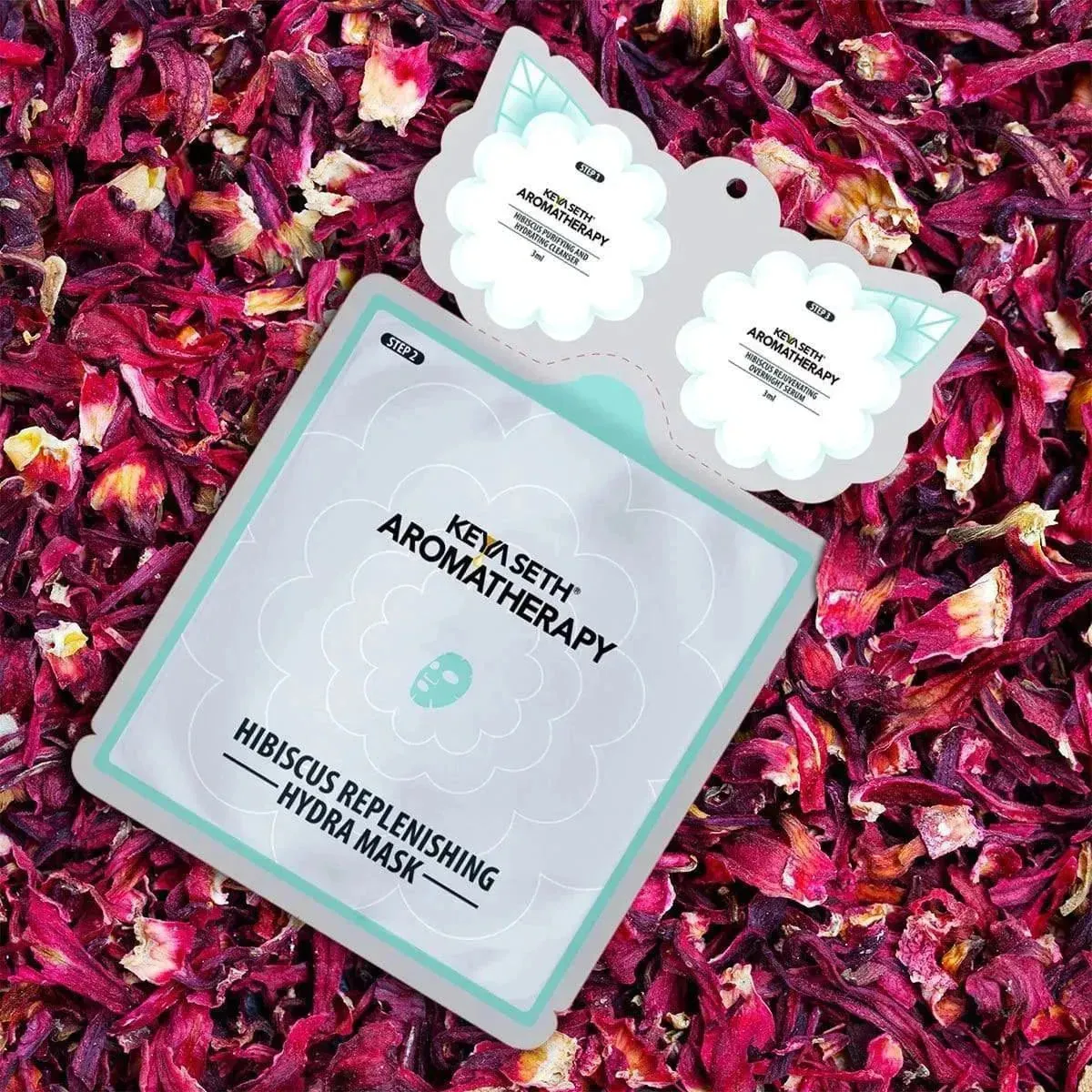 Hibiscus Replenishing Hydra 3-In-1 Facial Sheet Mask, Cleanser   Mask   Overnight Serum, Enriched with Hyaluronic Acid & Vitamin E