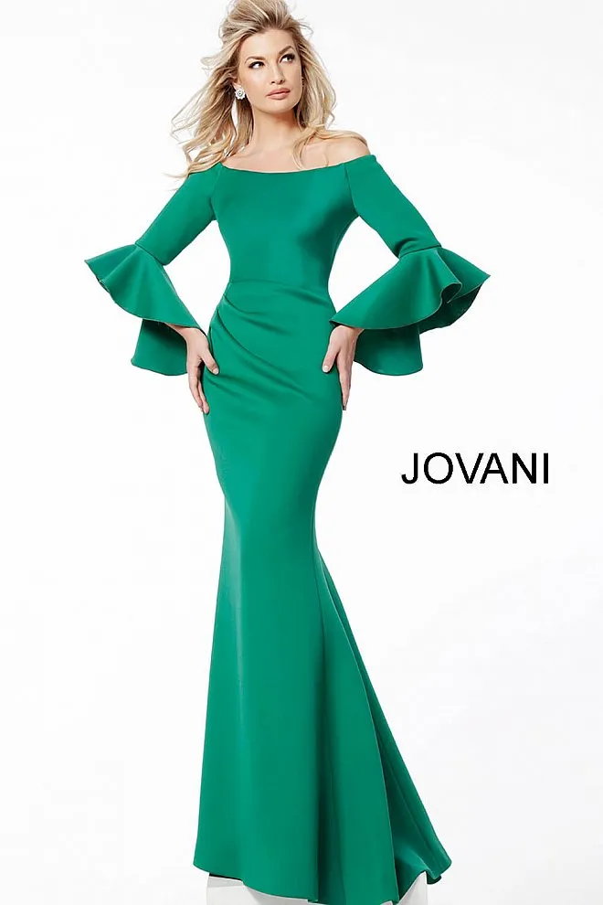 Jovani 59993 Off the Shoulder Bell Sleeves Evening Dress Formal Evening Gown