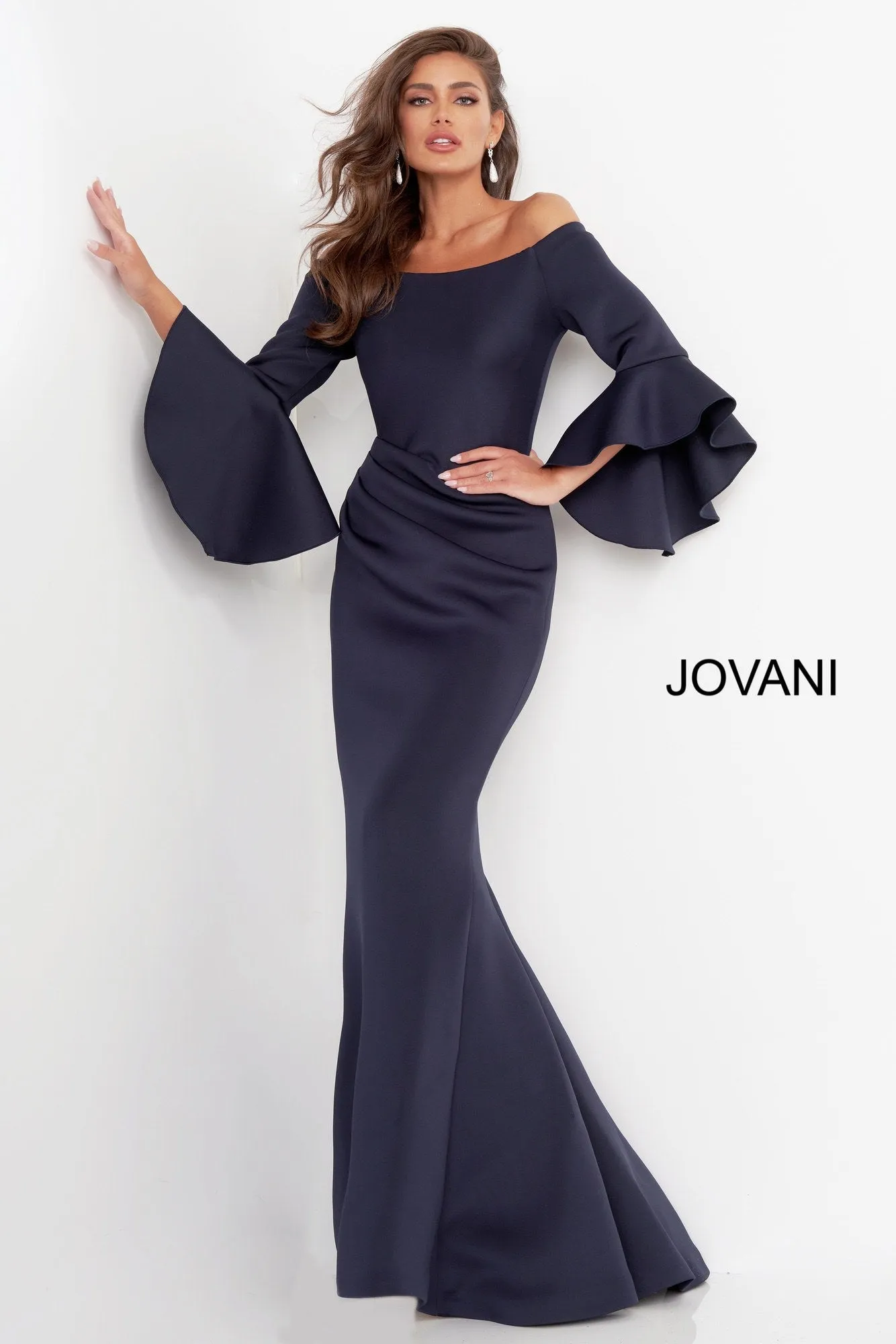 Jovani 59993 Off the Shoulder Bell Sleeves Evening Dress Formal Evening Gown