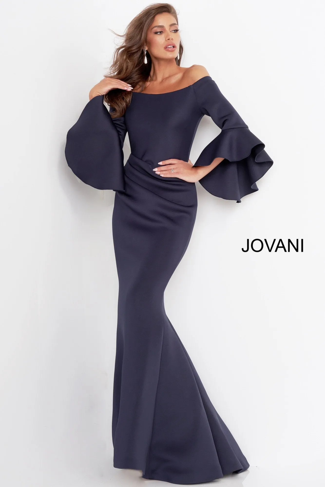 Jovani 59993 Off the Shoulder Bell Sleeves Evening Dress Formal Evening Gown