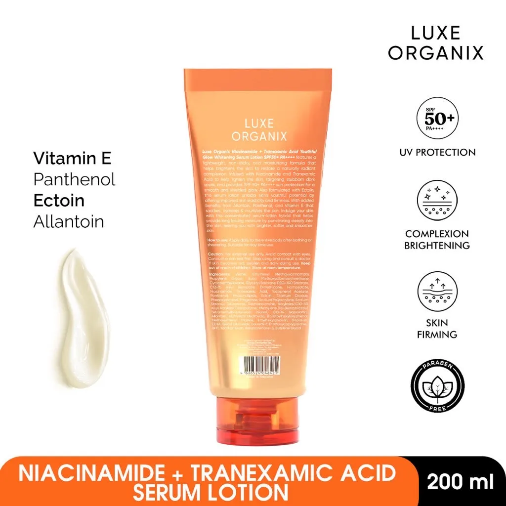 Luxe Organix Niacinamide   Tranexamic Acid Whitening Serum Lotion SPF 50 PA     (200ml)